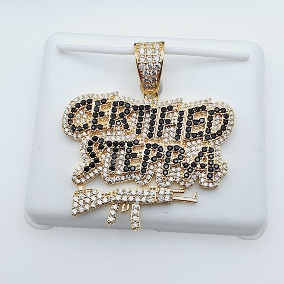 14K Gold Plated Cubic Zircon Pendant, EVBRS541 - Picture 7 of 11